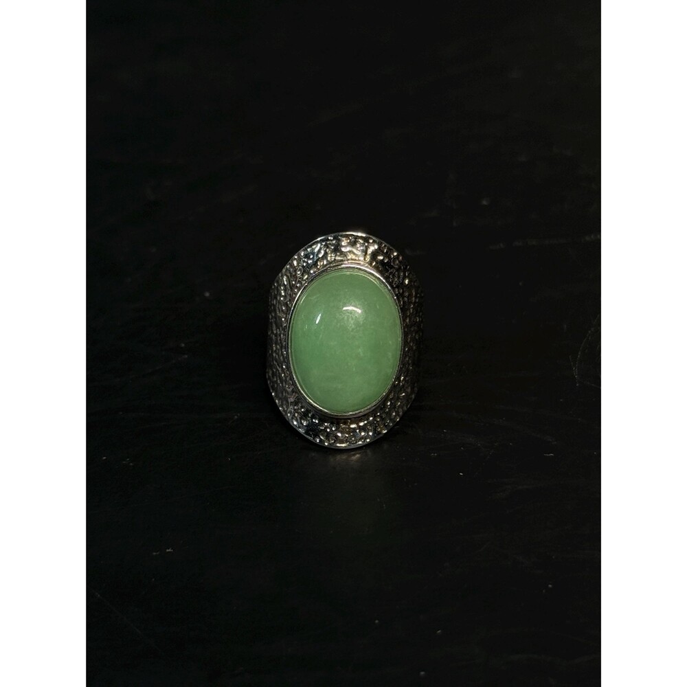 BBJ Sterling Silver Jadeite Ring Size 6 Vintage